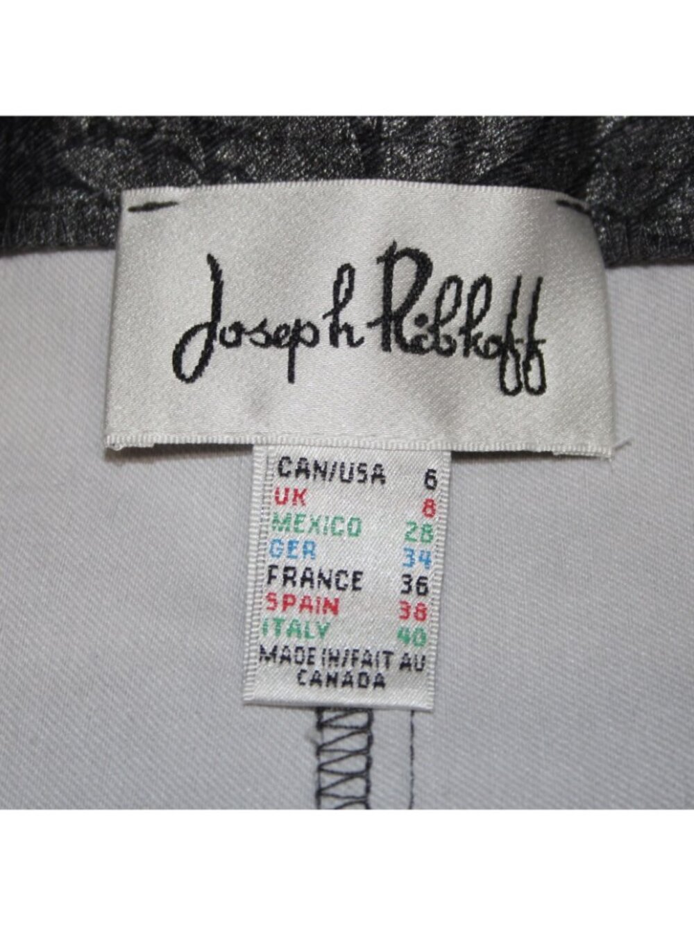Joseph Ribkoff Pant Sz 6 x 27 Black Gray Metallic Floral Print No Fabric Pant - Picture 6 of 10